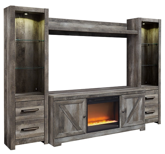 Wynnlow 4-Piece Entertainment Center with Electric Fireplace at Walker Mattress and Furniture Locations in Cedar Park and Belton TX.