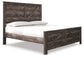 Wynnlow King Crossbuck Panel Bed with Mirrored Dresser, Chest and Nightstand at Walker Mattress and Furniture Locations in Cedar Park and Belton TX.