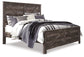 Wynnlow King Crossbuck Panel Bed with Mirrored Dresser and 2 Nightstands at Walker Mattress and Furniture Locations in Cedar Park and Belton TX.