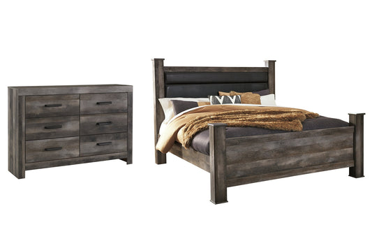 Wynnlow King Poster Bed with Dresser at Walker Mattress and Furniture Locations in Cedar Park and Belton TX.