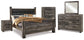 Wynnlow King Poster Bed with Mirrored Dresser, Chest and Nightstand at Walker Mattress and Furniture Locations in Cedar Park and Belton TX.