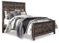 Wynnlow Queen Crossbuck Panel Bed with Mirrored Dresser, Chest and Nightstand at Walker Mattress and Furniture Locations in Cedar Park and Belton TX.