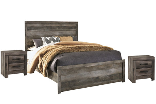 Wynnlow Queen Panel Bed with 2 Nightstands at Walker Mattress and Furniture Locations in Cedar Park and Belton TX.