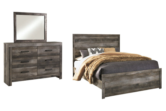 Wynnlow Queen Panel Bed with Mirrored Dresser at Walker Mattress and Furniture Locations in Cedar Park and Belton TX.