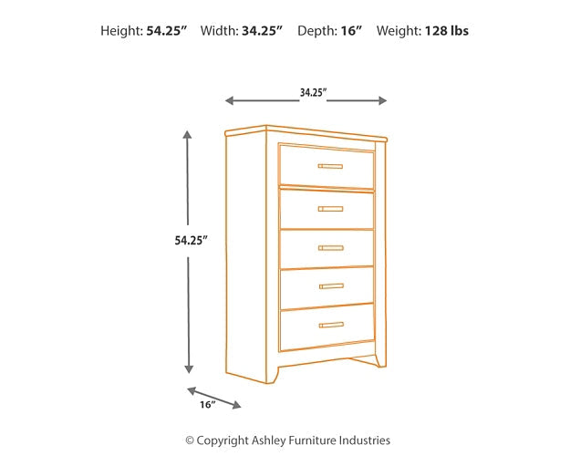 Zelen Five Drawer Chest at Walker Mattress and Furniture Locations in Cedar Park and Belton TX.