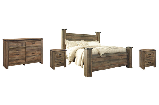 Trinell King Poster Bed with Dresser and 2 Nightstands