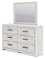 Cayboni Queen Panel Bed with Mirrored Dresser and Chest