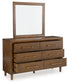 Lyncott King Upholstered Bed with Mirrored Dresser and Chest