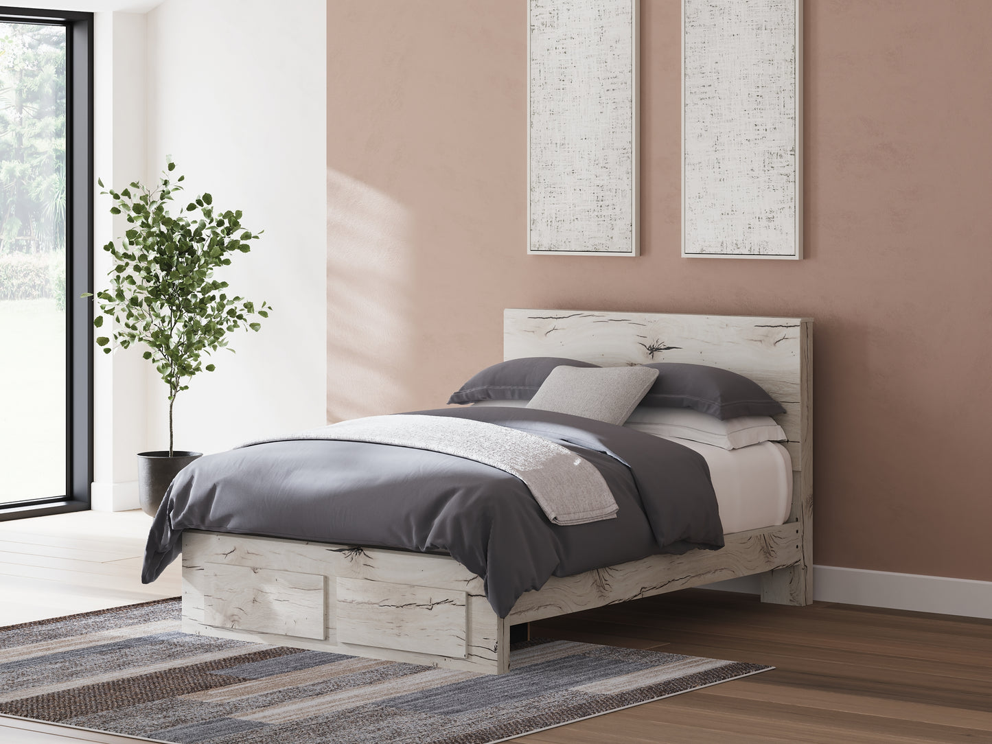 Lawroy Queen Panel Storage Bed with Mirrored Dresser and Chest