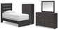 Hollivern Twin Panel Bed with Mirrored Dresser and Chest