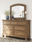 Feddinger Queen Panel Bed with Mirrored Dresser and Chest