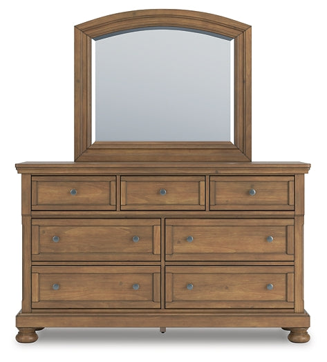 Feddinger King Panel Bed with Mirrored Dresser, Chest and Nightstand