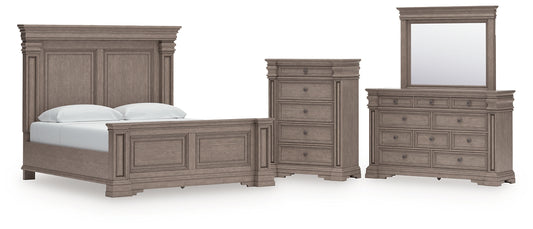 Blairhurst King Panel Bed with Mirrored Dresser and Chest