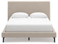 Cielden Queen Upholstered Bed with Roll Slats, Dresser and Mirror
