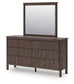 Pamytta Twin Upholstered Panel Platform Bed, Dresser, Mirror, Chest and Nightstand