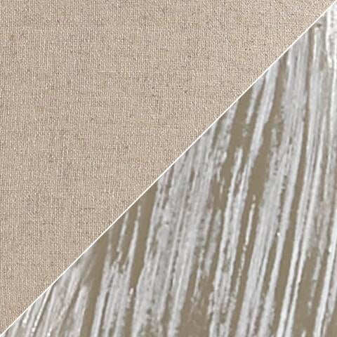 A split image displays a close-up of the Bernadate Poly Table Lamp (2/CN): plain beige fabric on the top left and a textured white and gray surface with a subtle whitewash finish on the bottom right.
