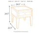 Line drawing of the Todoe Rectangular End Table, a contemporary piece with a single drawer. Dimensions: 24.5" H x 24.5" W x 22.5" D; weight: 46 lbs.