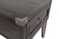Close-up of the Todoe Rectangular End Table, featuring rustic-industrial style, metal corner brackets, a single drawer with a round metal knob, and built-in USB charging ports for added convenience.