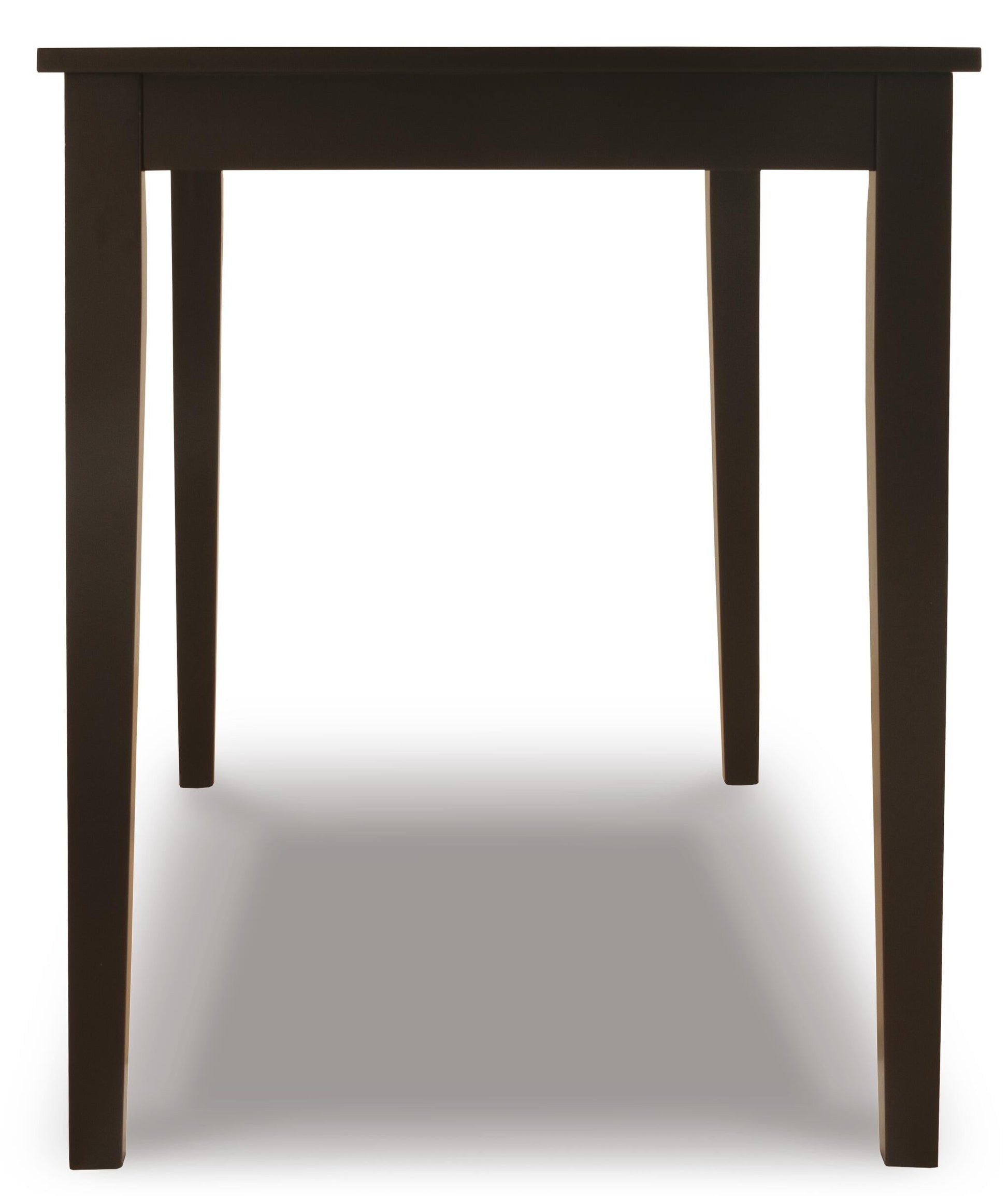 The Kimonte Rectangular Dining Room Table features a plain, dark brown finish and four straight legs, shown front-facing against a white background—ideal for contemporary spaces or as a compact dining table.