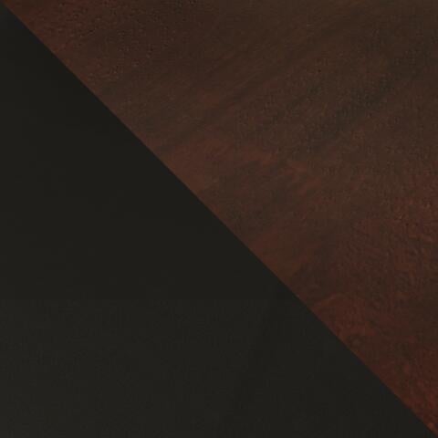 Diagonal split image featuring a dark brown textured surface above and matte black below, reflecting the modern aesthetic of the Bennox Dining Room Table Set (6/CN) with its upholstered chairs.