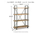 The Forestmin Bookcase is an urban eclectic bookshelf with four shelves, a wood and metal frame, measuring 68.25"H x 46.25"W x 16"D, and weighs 53 lbs.