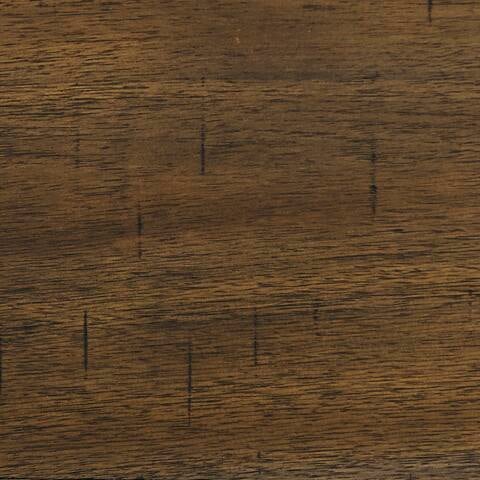 Close-up of the Moriville RECT DRM Counter EXT Table’s wooden surface, showcasing its dark brown finish, visible grain patterns, and small vertical marks.