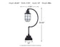 The Jae Metal Desk Lamp (1/CN) features a black industrial-chic design with a curved arm and caged glass shade. Measures 33.25" high, 14" deep, 7.75" wide, and weighs 9 lbs; retro-inspired style for any desk.