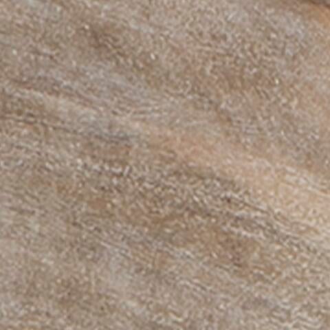 Close-up of the Fossil Ridge Storage Bench’s light brown wooden surface, highlighting its visible grain and hand-carved craftsmanship.