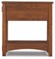 The Breegin Chair Side End Table features a flat top, solid side panels, and a bottom open shelf—perfect as a wooden nightstand or small storage table beside your bed.