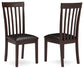 Set of two Hammis Dining UPH Side Chairs featuring dark brown rake backs and black upholstered seats, displayed from front and back angles against a white background.