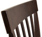 Close-up view of the dark wooden backrest and vertical slats of the Hammis Dining UPH Side Chair (2/CN), photographed against a plain white background.