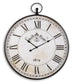 The Augustina Wall Clock features a distressed cream finish, large Roman numerals, black hour and minute hands, a decorative accent above the center, and "1879" printed at the bottom.