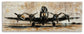 The Kalene Wall Art features a front view of a vintage four-engine propeller airplane with technical sketches and sepia tones—ideal retro décor or gallery-wrapped wall art for aviation enthusiasts.