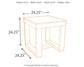 Line drawing of the Watson Square End Table with labeled dimensions: 24.25" height, width, and depth; weight 52 lbs. Copyright Ashley Furniture Industries.