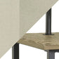 Close-up of the Shianne Metal Tray Lamp (1/CN) with a beige fabric shade, a black metal lamp post, and a wooden tabletop for space-saving style.