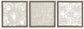 The Odella Wall Decor Set (3/CN) features three panels of abstract cream-colored textured patterns in light brown frames, ideal as framed modern wall decor.