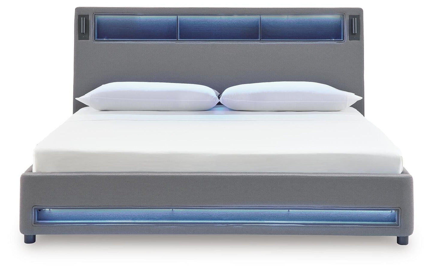 Verishaw King Upholstered Bed with Wireless Audio
