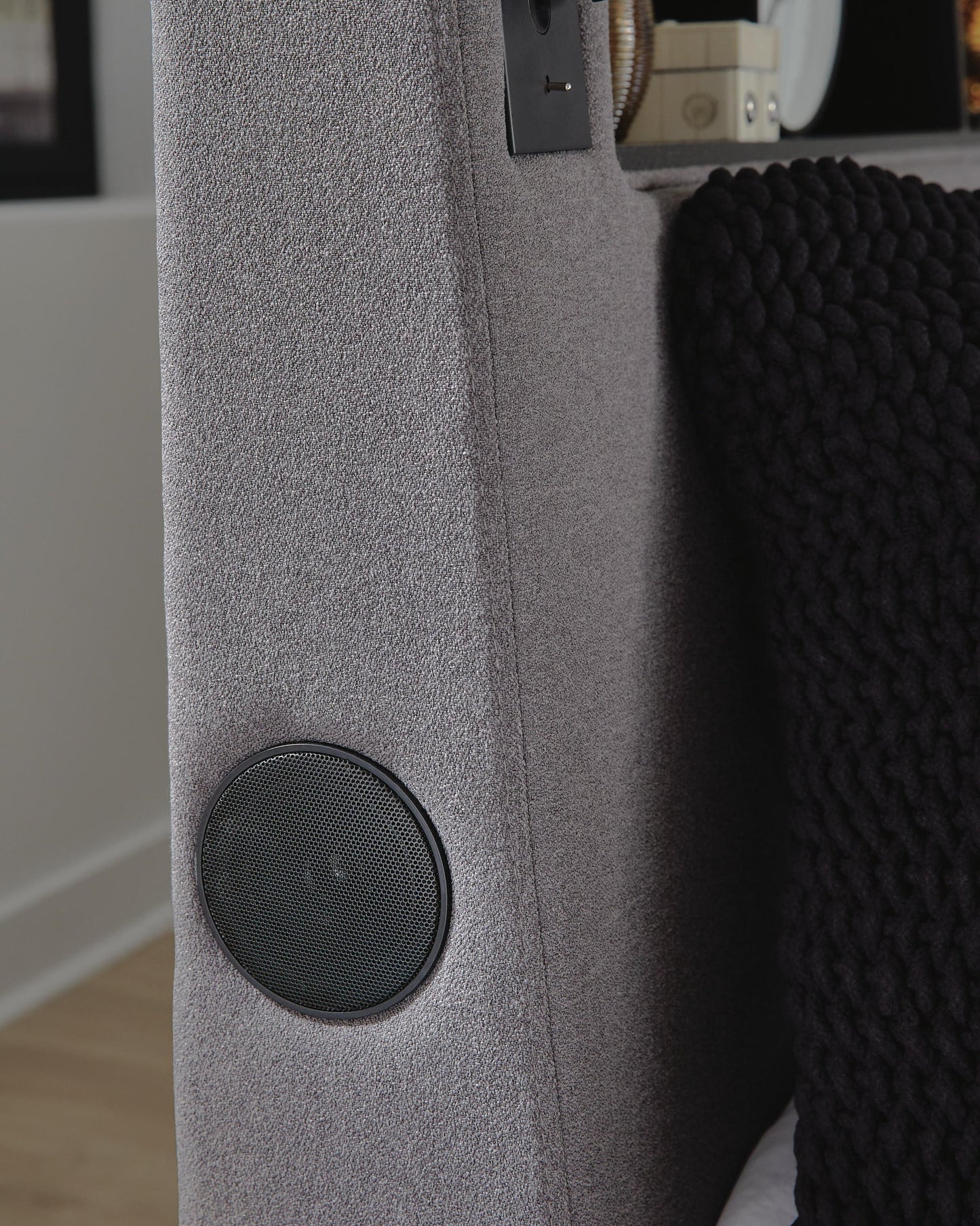 Verishaw King Upholstered Bed with Wireless Audio