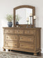 Feddinger King Storage Sleigh Bed with Mirrored Dresser
