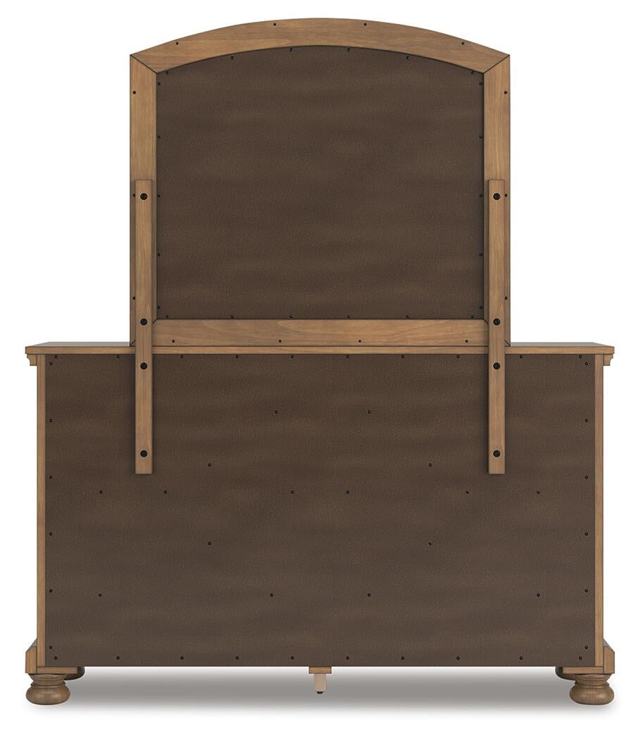 Feddinger King Panel Bed with Mirrored Dresser and Nightstand