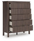 Cadmori Queen Upholstered Panel Bed, Dresser, Mirror and Nightstand