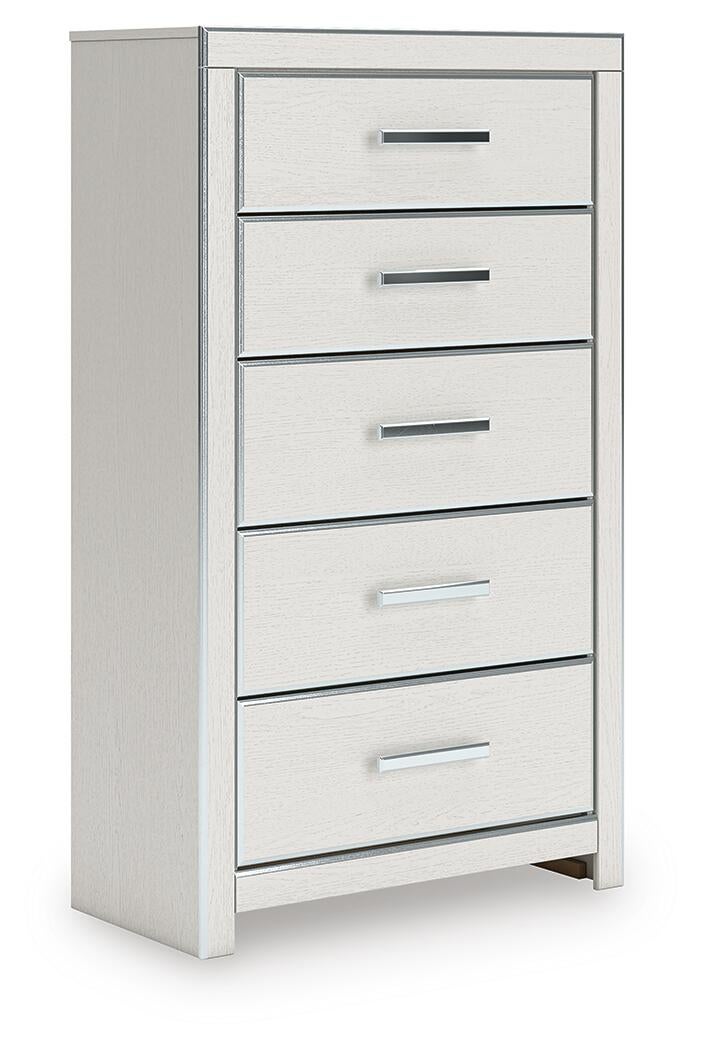 Birmonton King Upholstered Bed, Dresser, Mirror, Chest and Nightstand