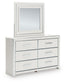 Birmonton King Upholstered Panel Platform Storage Bed, Dresser, Mirror, Chest and Nightstand