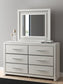 Birmonton Queen Upholstered Panel Platform Bed, Dresser, Mirror and Nightstand