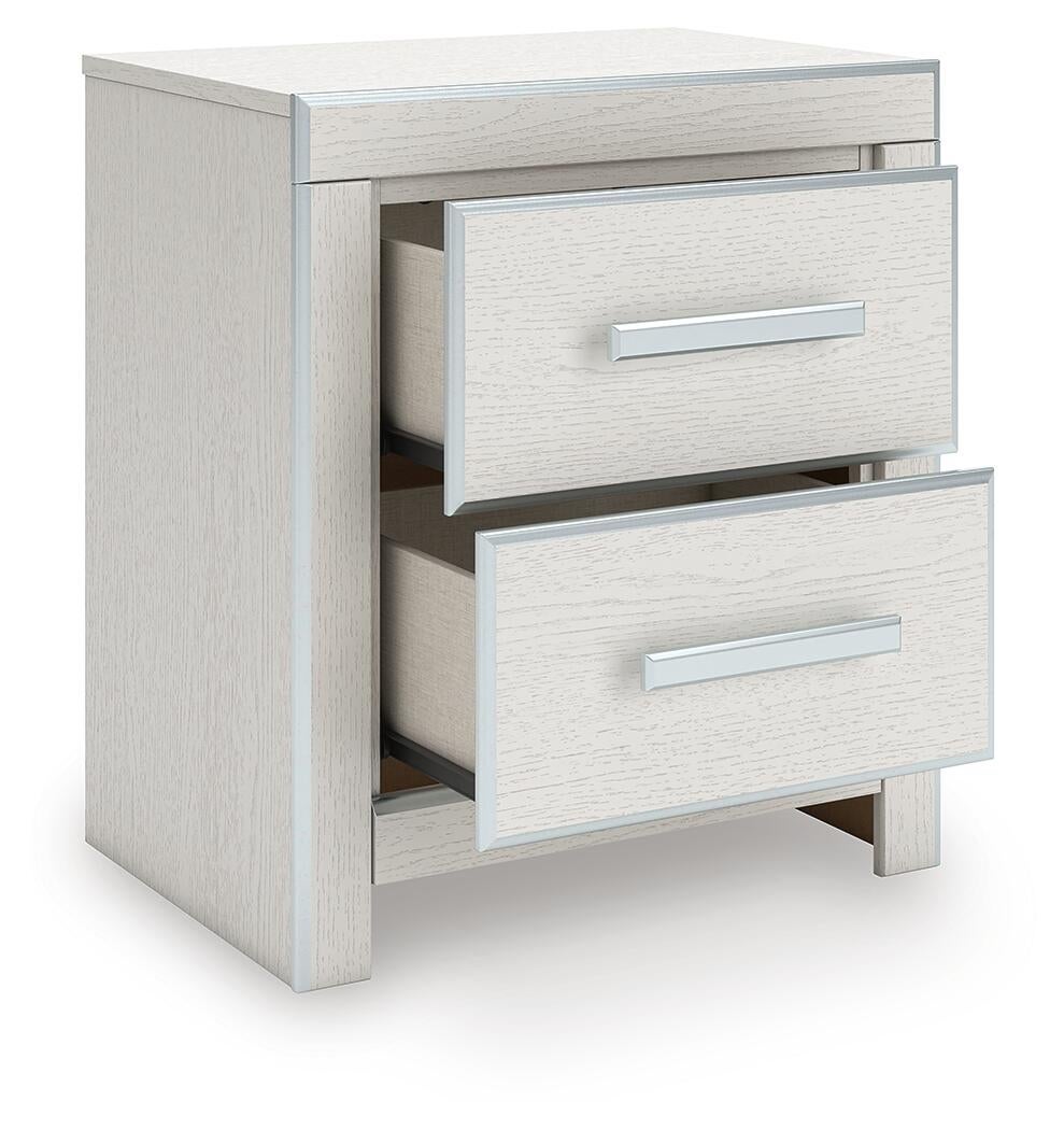 Birmonton California King Upholstered Bed, Dresser, Mirror and Nightstand