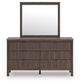Pamytta Queen Upholstered Panel Bed, Dresser, Mirror and Nightstand