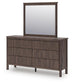 Pamytta Queen Upholstered Panel Bed, Dresser, Mirror and Nightstand