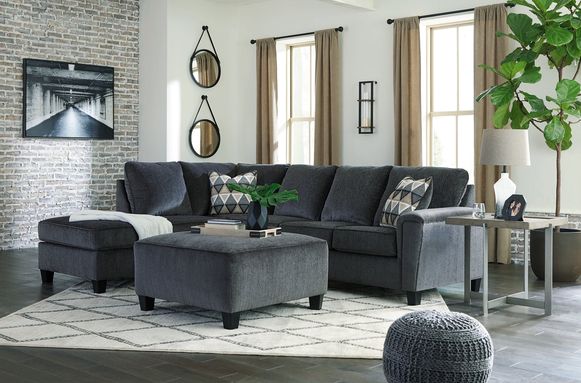 Abinger 2-Piece Sectional with Ottoman Walker Mattress and Furniture