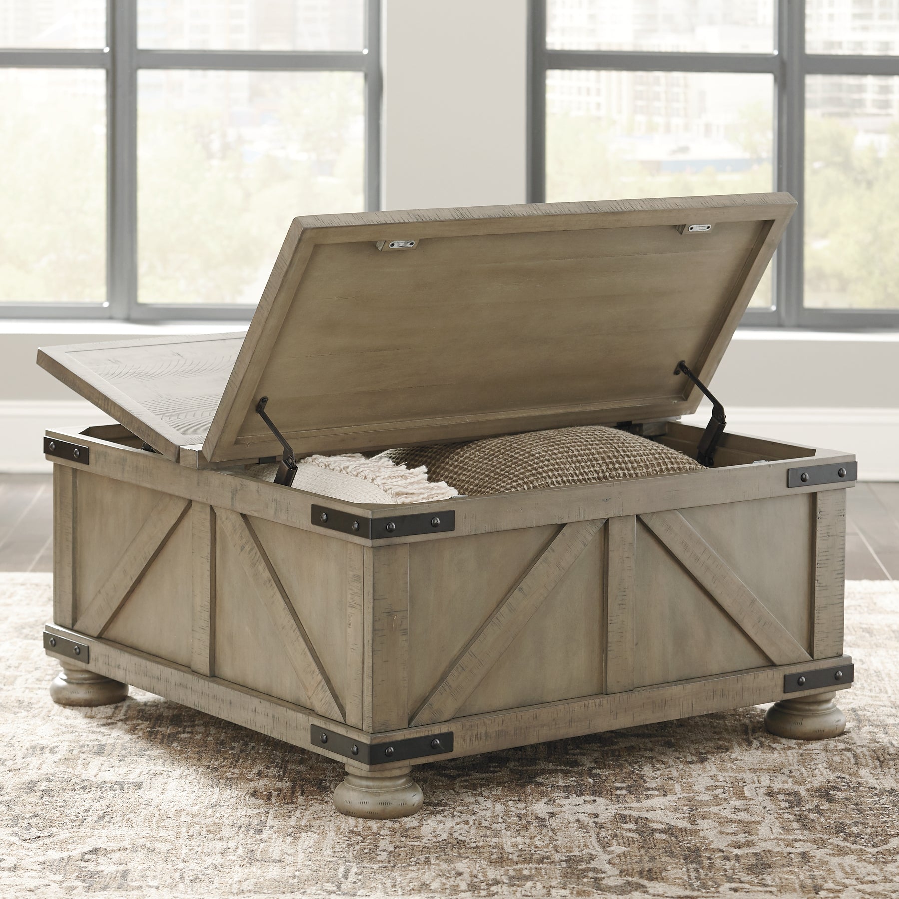 Aldwin Cocktail Table with Storage Walker Mattress and Furniture