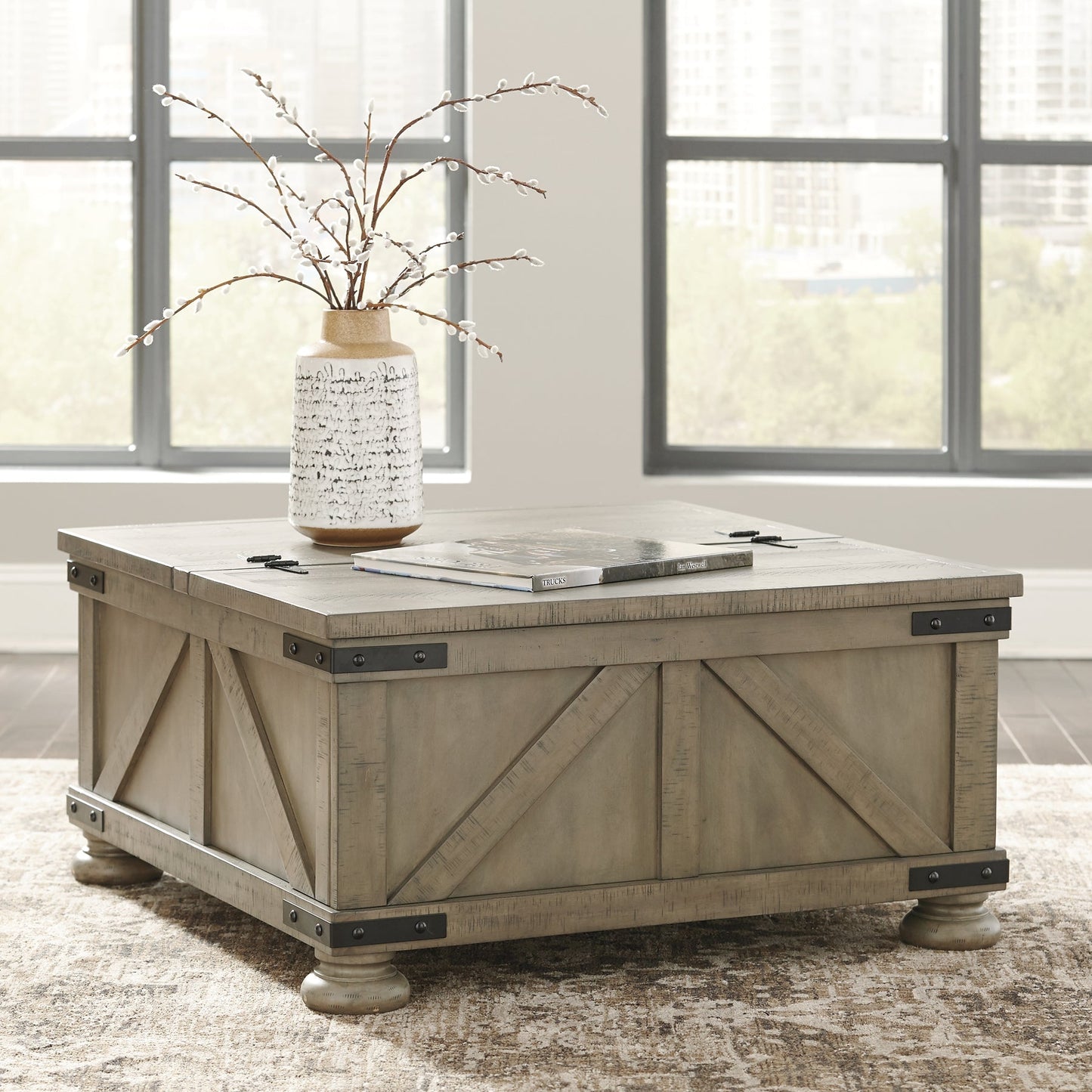 Aldwin Cocktail Table with Storage Walker Mattress and Furniture